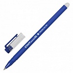Ручка стираемая гелевая STAFF ERASE, СИНЯЯ, прорезиненный корпус, узел 0.5 мм, линия письма 0.35 мм