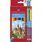 Карандаши цветные Faber-Castell, 12цв. +4, заточен., картон, европодвес, с точилкой