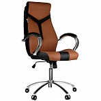 Кресло руководителя Helmi HL-E01 «Inari», экокожа черная/коричневая, хром