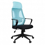 Кресло руководителя Helmi HL-E37 «Wind»,   ткань черная/бирюзовая