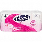Бумага туалетная Papia Secret Garden 3-слойная белая (8 рулонов упаковке)