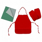 Набор для уроков труда ПИФАГОР: клеёнка ПВХ зеленая, 69×40 см, фартук и нарукавники красные