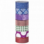 Клейкие ленты полимерные для декора с блестками «ГЕОМЕТРИЯ», 15 мм х 3 м, 7 цветов, ОСТРОВ СОКРОВИЩ, 661717