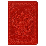 Обложка для паспорта Кожевенная мануфактура, нат. кожа, «Герб», красный