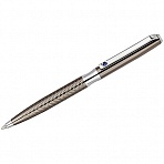 Ручка шариковая Delucci «Taglia» синяя, 1.0мм, корпус оружейный металл/серебро, с кристалл, подар. уп