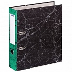 Папка-регистратор OfficeSpace 70мм, мрамор, черная, зеленый корешок, нижний метал. кант