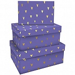 Набор прямоугольных коробок 3в1, MESHU «Hearts of gold», (19×12×7.5-15×10×5см)