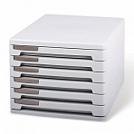 Блок из 6 закрытых лотков для бумаги, настольный, ERICH KRAUSE, А4+, 210×270×365 мм, серый