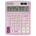 Калькулятор настольный BRAUBERG EXTRA PASTEL-12-PR (206×155 мм), 12 разрядов, двойное питание, СИРЕНЕВЫЙ