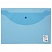 превью Папка-конверт с кнопкой STAFF, А4, 340х240 мм, прозрачная, синяя, до 100 листов, 0,12 мм