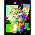 Картина по номерам на холсте ТРИ СОВЫ «Пиксельный кот», 30×40, с акриловыми красками и кистями