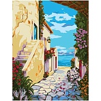 Картина по номерам на холсте ТРИ СОВЫ «Улочка к морю», 40×50, с акриловыми красками и кистями