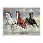 Алмазная мозаика ТРИ СОВЫ «Тройка лошадей», 50×70см, холст, картонная коробка с пластиковой ручкой