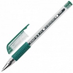 Ручка гелевая STAFF эконом, корпус прозрачный, резиновый держатель, зеленая