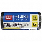 Мешки для мусора 35л OfficeClean ПНД, 48×55см, 6мкм, 50шт., черные, в рулоне