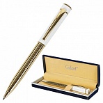 Ручка подарочная шариковая GALANT «Mont Pelerin», корпус золотистый с белым, золотистые детали, пишущий узел 0.7 мм, синяя