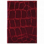 Обложка для паспорта натуральная кожа Croc, «PASSPORT», красная, BRAUBERG, 237180