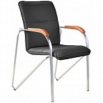 Конференц-стул Samba silver черный (искусственная кожа/вишня/металл серебристый)