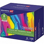 Краски акриловые для техники «Флюид Арт» (POURING PAINT), 8 цветов по 120 мл, Цвета радуги, BRAUBERG ART