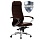Кресло офисное МЕТТА «К-5.1» хромткань-сетка/кожасиденье мягкоечерное