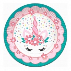 Тарелки бумажные ПатиБум «Единорог Pink&Tiffany», 18см, 6шт. 