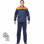 Костюм рабочий летний мужской л16-КБР синий/оранжевый (размер 60-62, рост 158-164)