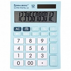 Калькулятор настольный BRAUBERG ULTRA PASTEL-12-LB (192×143 мм), 12 разрядов, двойное питание, ГОЛУБОЙ