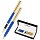 Набор Delucci «Marte»: ручка шариковая 1мм и ручка-роллер 0.6мм, синие, корпус титан/черный, подарочная упаковка
