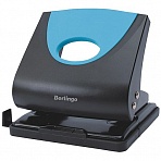 Дырокол Berlingo «Office Soft» 30л., пластиковый, синий, с линейкой