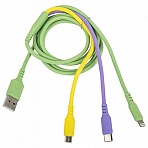 Кабель для зарядки 3 в 1 USB 2.0-Micro USB/Type-C/Lightning, 1 м, SONNEN, медь
