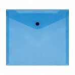 Папка-конверт на кнопке СТАММ, А5 (190×240мм), 150мкм, прозрачная, синяя
