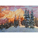 Картина стразами (алмазная мозаика) 40×50 см, ОСТРОВ СОКРОВИЩ «Закат в горах», без подрамника