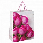 Пакет подарочный 26×12.7×32.4 см, ЗОЛОТАЯ СКАЗКА «Розовые розы», ламинированный