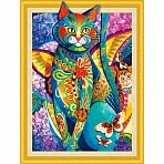 Картина стразами (алмазная мозаика) сияющая 40×50 см, ОСТРОВ СОКРОВИЩ «Восточный кот», без подрамника