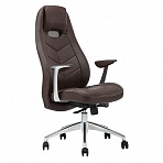 Кресло руководителя Helmi HL-E34 «Synchro Business», экокожа коричневая, синхромеханизм, алюминий, до 150кг