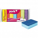 Губки для посуды York «Colour Lux», поролон с абразивным слоем, 10×7×3см, 7шт. 