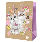 Пакет подарочный 18×23×10см MESHU «Милые котята», крафт