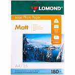 Бумага А4 для стр. принтеров Lomond, 180г/м2 (25л) мат. одн. 