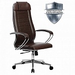 Кресло офисное МЕТТА «К-29» хромкожасиденье и спинка мягкиетемно-коричневое