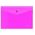 Папка-конверт на кнопке Berlingo «Neon» А4, 200мкм, прозрачная розовый неон