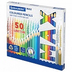 Карандаши цветные супермягкие яркие трехгранные BRAUBERG MAX50 цветовгрифель мягкий 3.3 мм181860