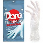 Перчатки виниловые КОМПЛЕКТ 5 пар (10 шт. ) неопудренные, размер М (средний), белые, DORA