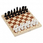 Набор игр ТРИ СОВЫ 2в1 «Шахматы, шашки», обиходные, пластиковые с деревянной доской 29×29см