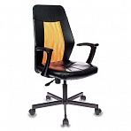 Кресло офисное Easy Chair 225 черное/оранжевое (искусственная кожа/сетка/металл)