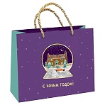 Пакет подарочный 23×18×10см MESHU «Новогодний шар», отд. фольгой, с конфетти