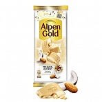 Шоколад Alpen Gold белый с миндалем и кокосовой стружкой 85 г