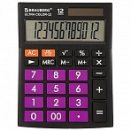 Калькулятор настольный BRAUBERG ULTRA COLOR-12-BKPR (192×143 мм), 12 разрядов, двойное питание, ЧЕРНО-ФИОЛЕТОВЫЙ