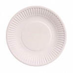 Тарелка одноразовая бум. 18см круглая, белая, 190 г/м2, 50шт/уп