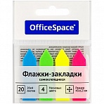 Флажки-закладки OfficeSpace, 45×12мм, стрелки, 20л*4 неоновых цвета, европодвес