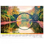 Календарь настенный листовой на 2024 г., формат А2 60×45 см, «Прогулка в парке», HATBER